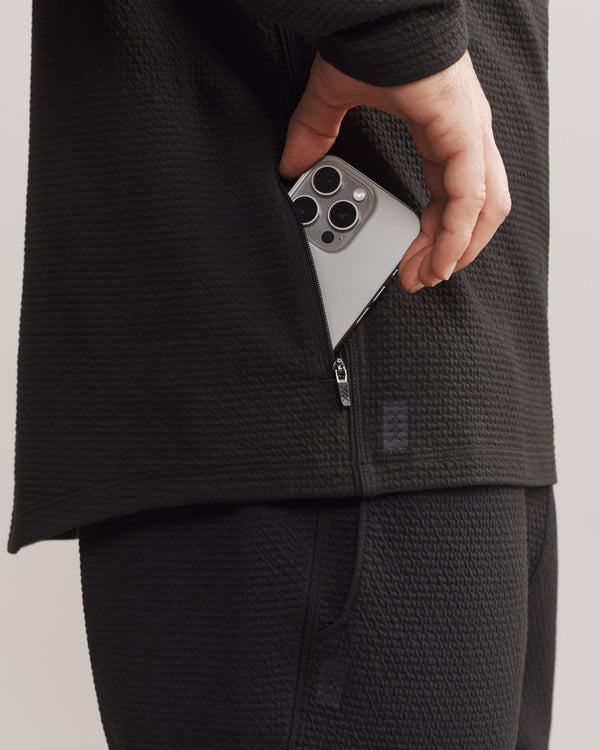 Rhone Black Tech 1/2 Zip Textured Stretch Pullover