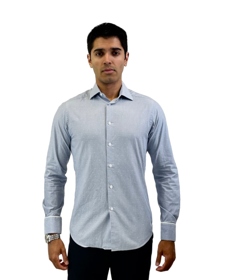 Paul & Joe Light Blue Jacquard Dot Button Up Shirt