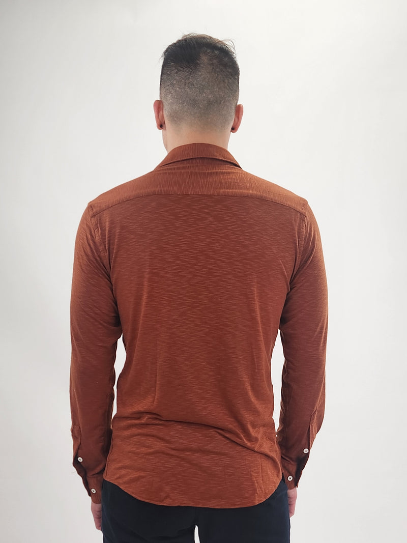 Jakamen Rust Knit Long Sleeve Button Up Shirt