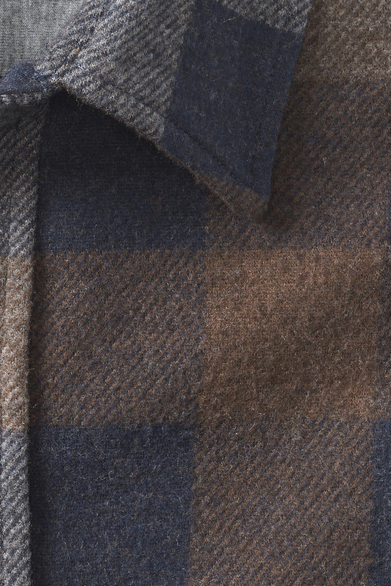 Wholesale,Johnston & Murphy, Johnston & Murphy Navy/Brown Plaid Brushed Knit Overshirt, Blue, Small-42-TagS