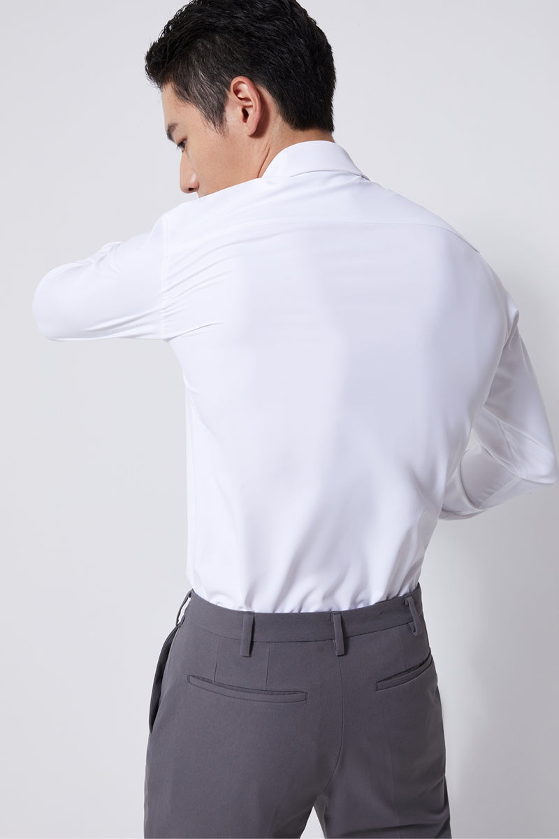 Direct From Brand,FYNE, FYNE White Anti-UV Function Long Sleeve Button Up Shirt, White, Medium-42-TagL