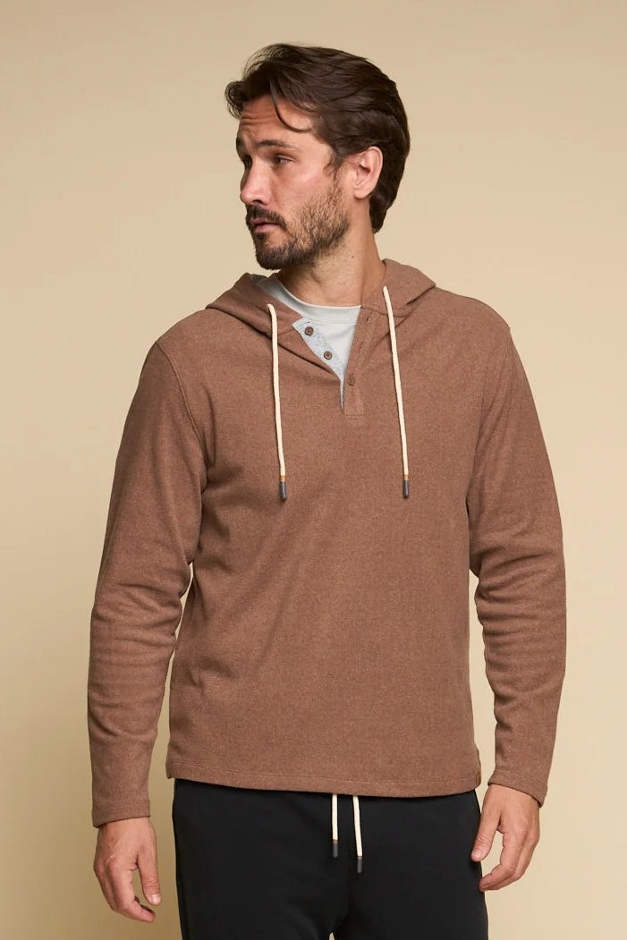 Wholesale,Fundamental Coast, Fundamental Coast Coco Soft Henley Hoodie, Brown, Medium-44-TagMLarge-47-TagLExtra Large-50-TagXLExtra Extra Large-53-TagXXLSmall-40-TagS