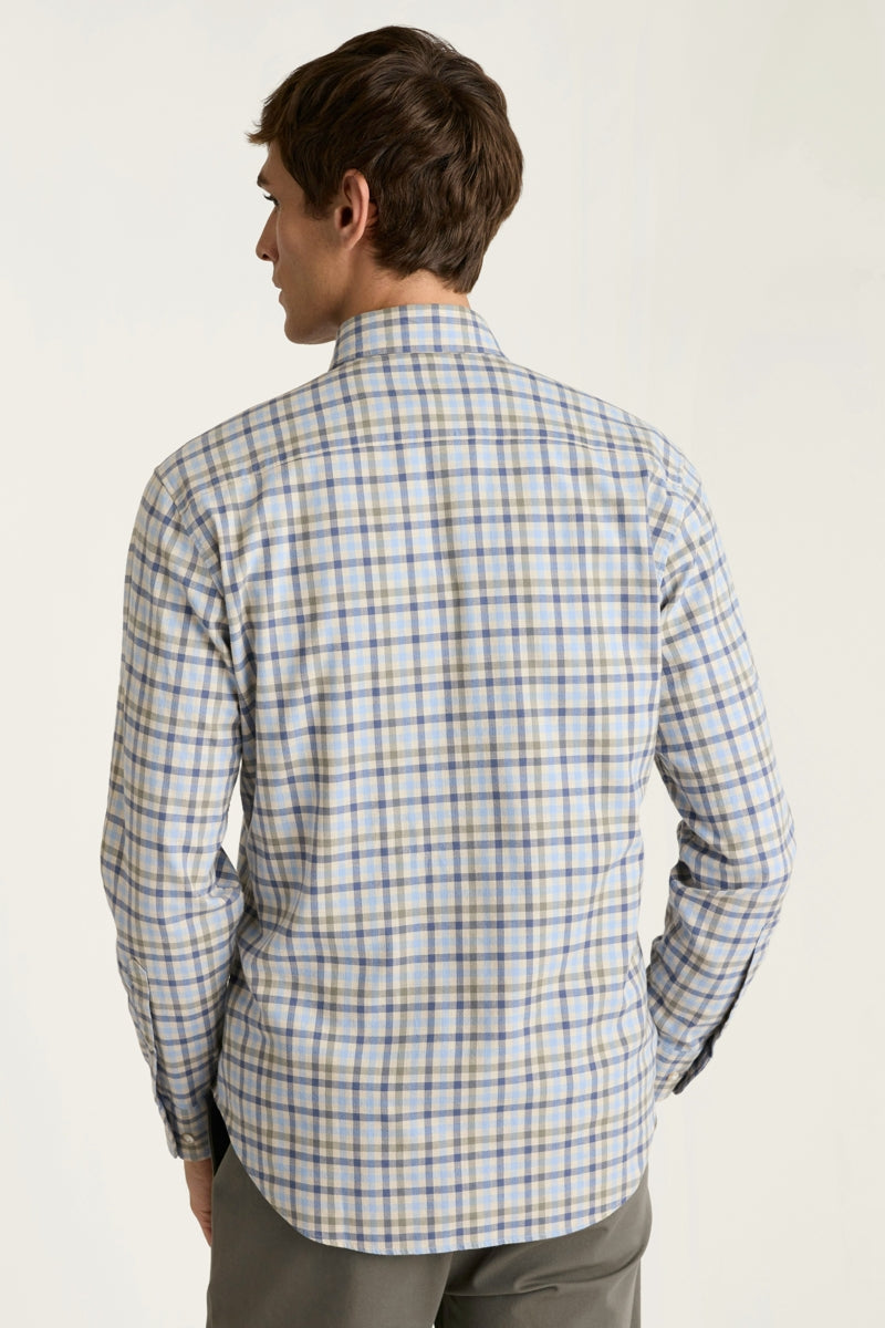 Wholesale,Bonobos, Bonobos Blue/Cream Check Stretch Flannel Slim Fit Shirt, Blue, Large-45-TagL