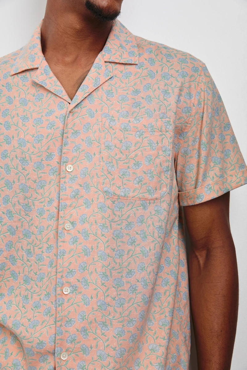 Wholesale,Rails, Rails Light Orange/Blue Floral Batik Blossom Print Shirt, Orange, Medium-44-TagM