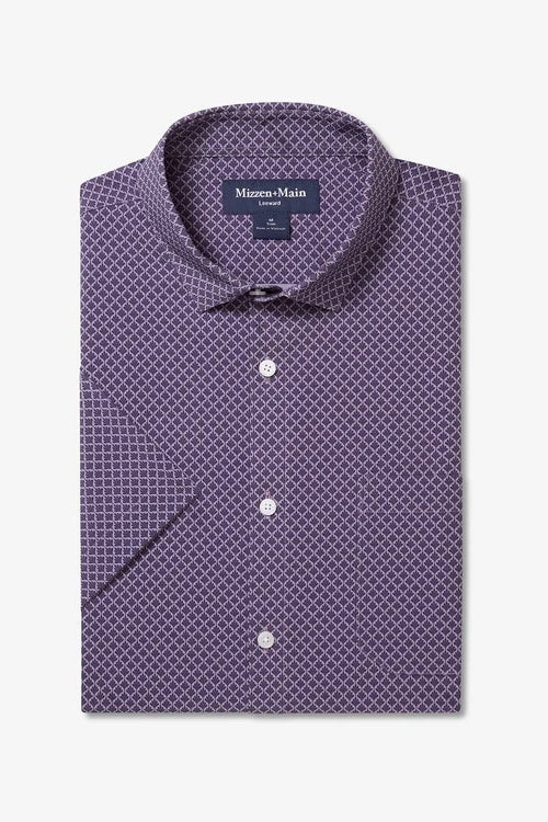 Wholesale,Mizzen + Main, Mizzen + Main Purple Palm Print Trim Shirt, Purple, Medium-43-TagMExtra Large-48-TagXLLarge-46-TagL