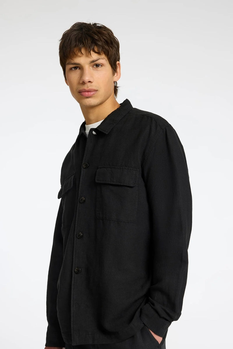 Wholesale,Selected Homme, Selected Homme Black Cotton/Linen Blend Overshirt, Black, Small-44-TagSMedium-46-TagMLarge-48-TagLExtra Large-50-TagXLExtra Extra Large-52-TagXXL