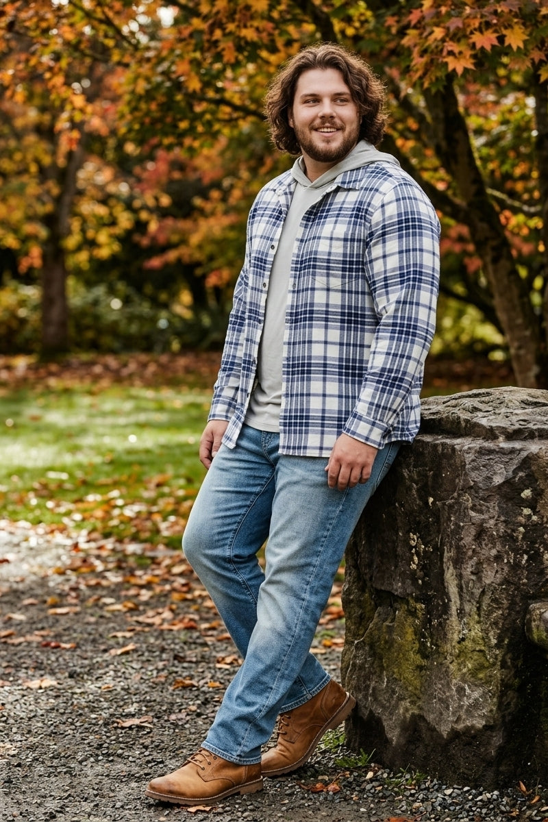 Wholesale,Surfside Supply, Surfside Supply Navy/White Brushed Flannel Plaid Overshirt, Blue, Small-40-TagSMedium-42-TagMLarge-46-TagLExtra Large-50-TagXLExtra Extra Large-52-TagXXL