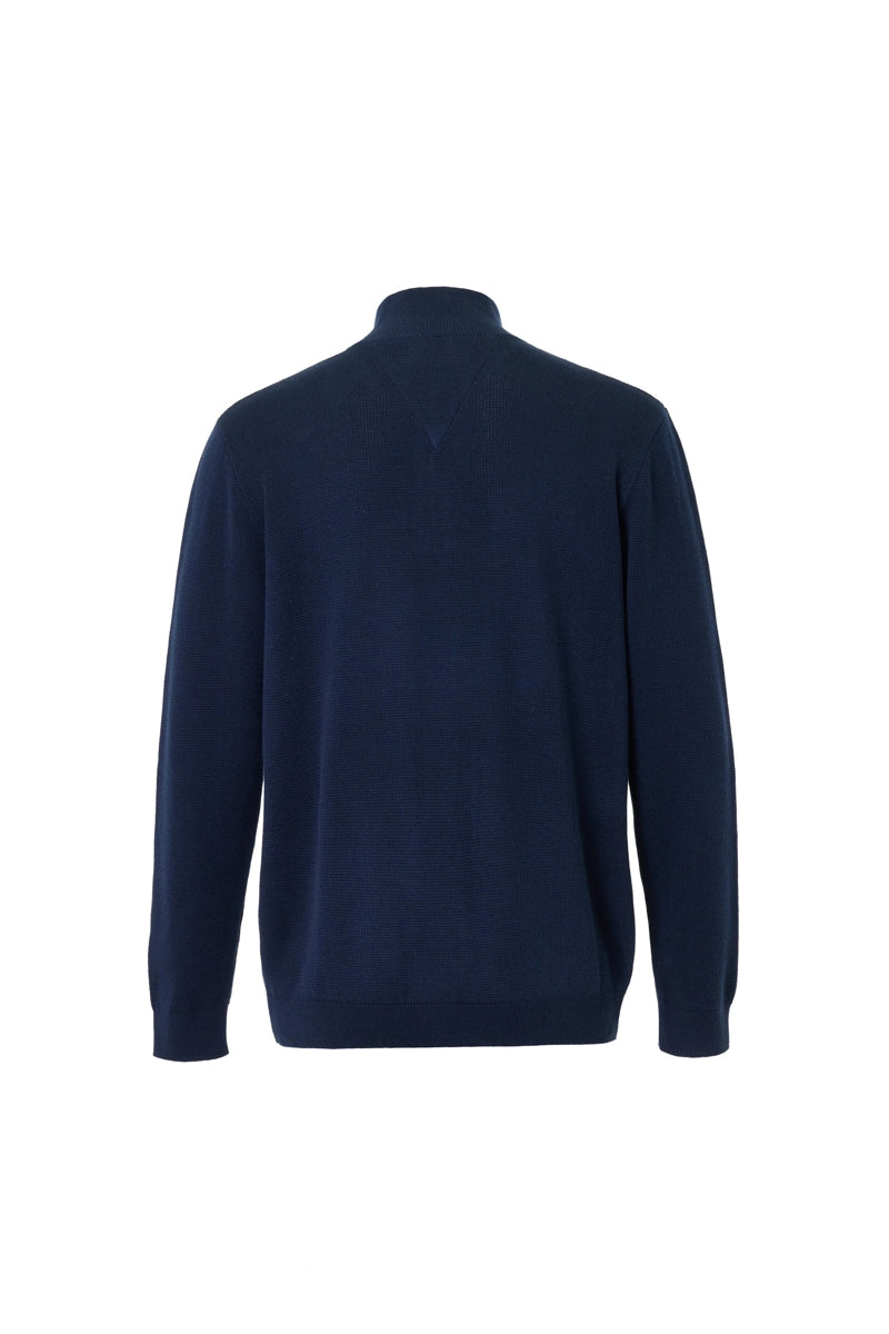 Wholesale,American Heritage, American Heritage Navy Trimmed Melange Knit Textured Qtr Zip, Blue, Medium-45-TagMLarge-47-TagLExtra Large-49-TagXL