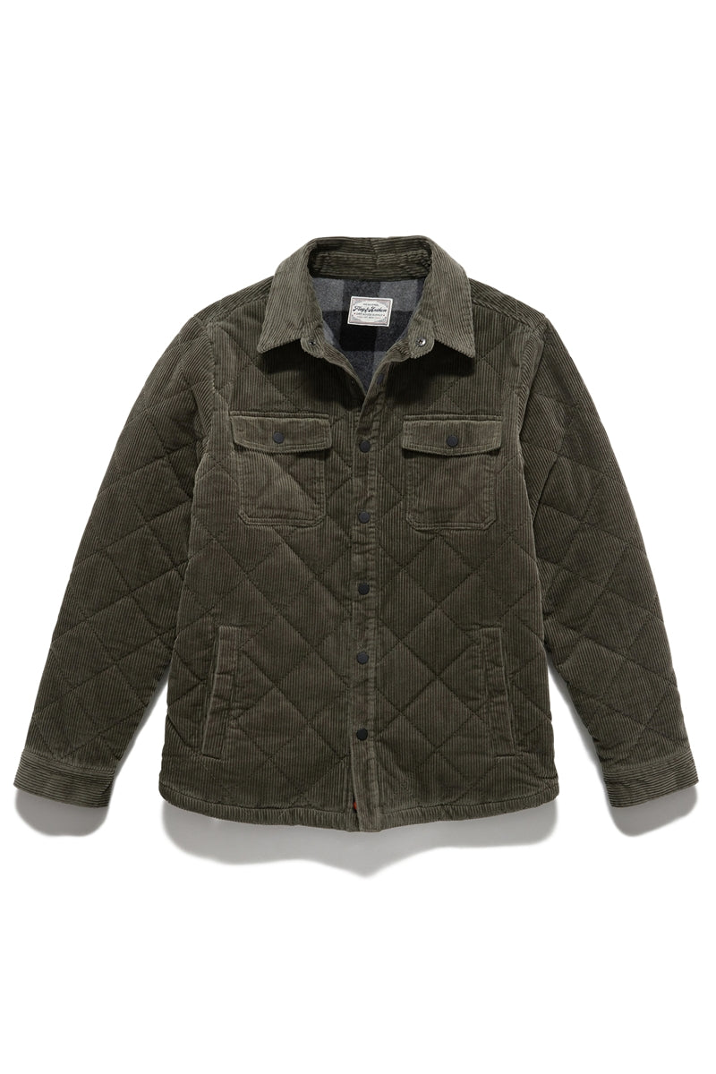 Wholesale,Flag & Anthem, Flag & Anthem Olive Flannel Lined Quilted Corduroy Jacket, Green, Medium-42-TagM