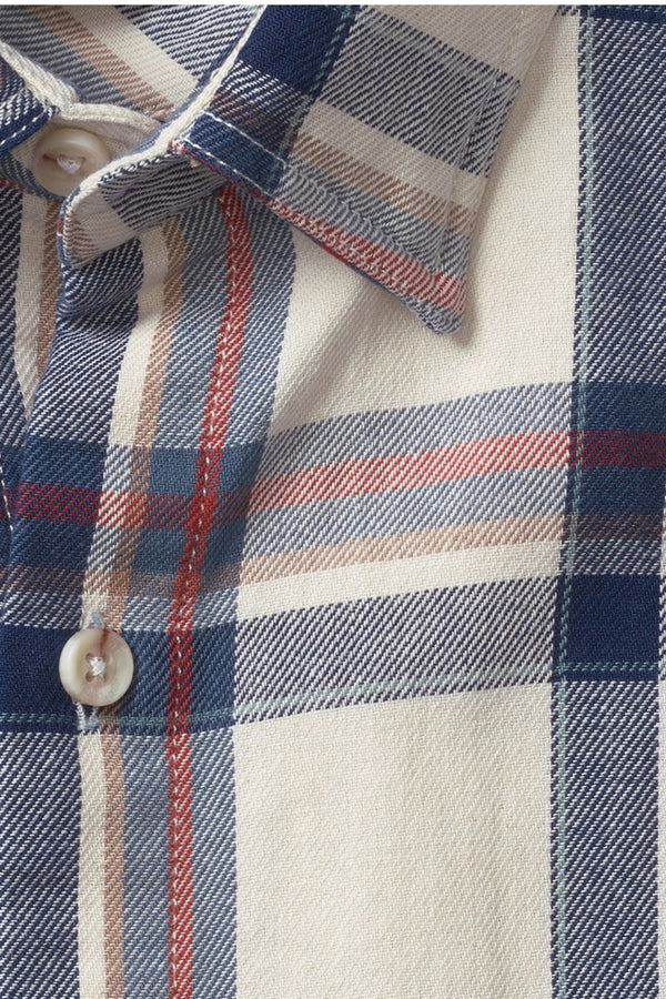 Johnston & Murphy Ivory with Navy Box Plaid Shirt