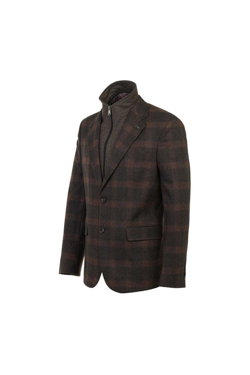 Wholesale,Luchiano Visconti, Luchiano Visconti Brown Wool-Touch Melange Knit Hybrid Blazer, Brown, Small-38-Tag38Medium-40-Tag40Large-42-Tag42Large-44-Tag44