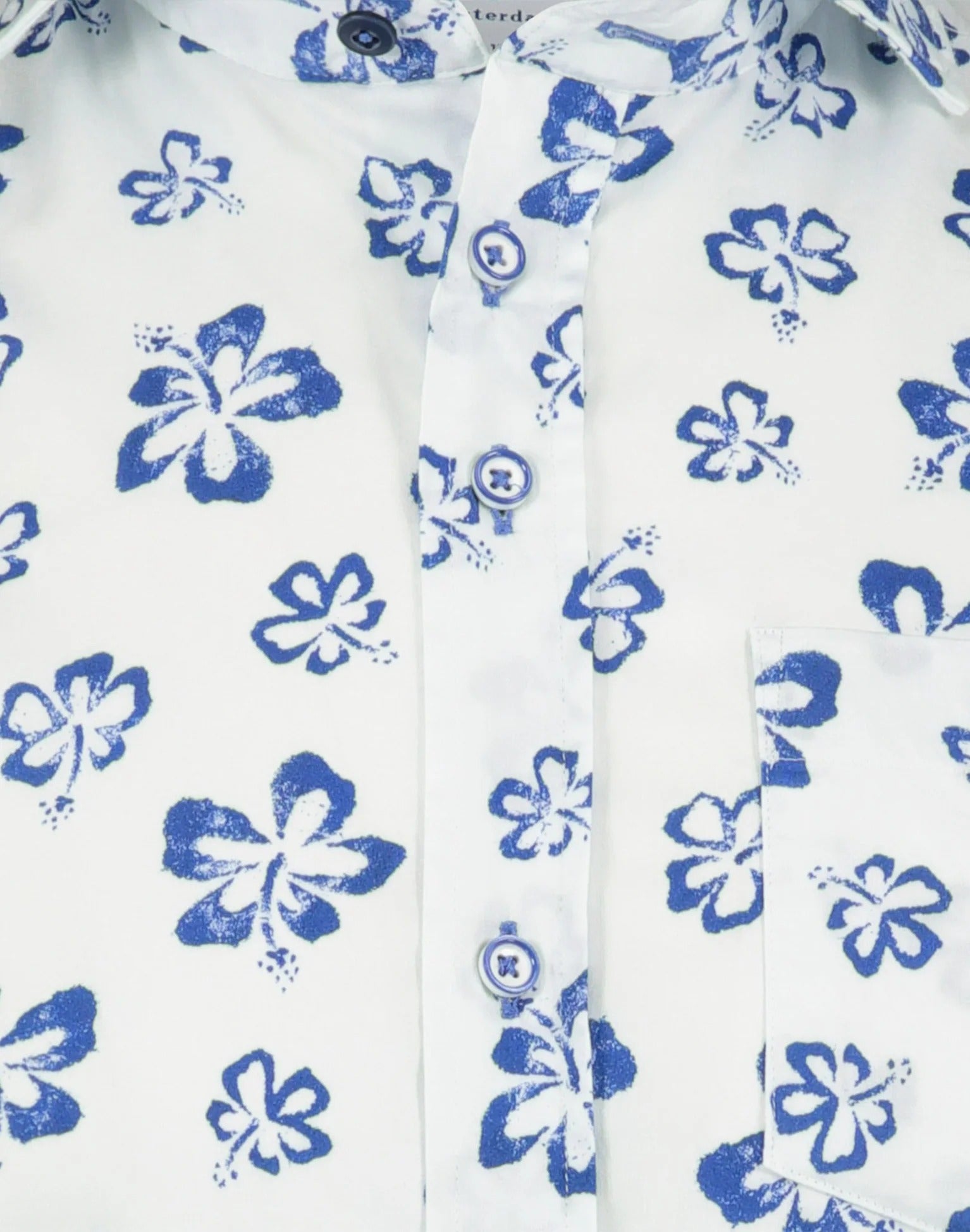 Brand Partner,R2 Amsterdam, R2 Amsterdam White Floral Print Organic Cotton Short Sleeve Shirt, White, Small-40-Tag38