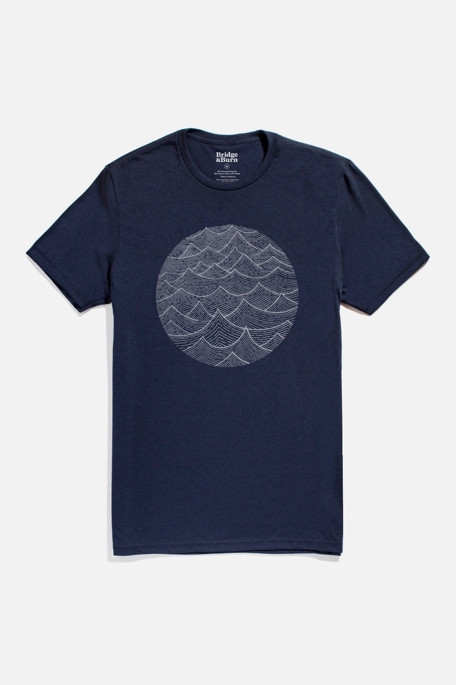 Faire,Bridge & Burn, Bridge & Burn Navy Waves Print Graphic Tee, Blue, Large-43-TagL