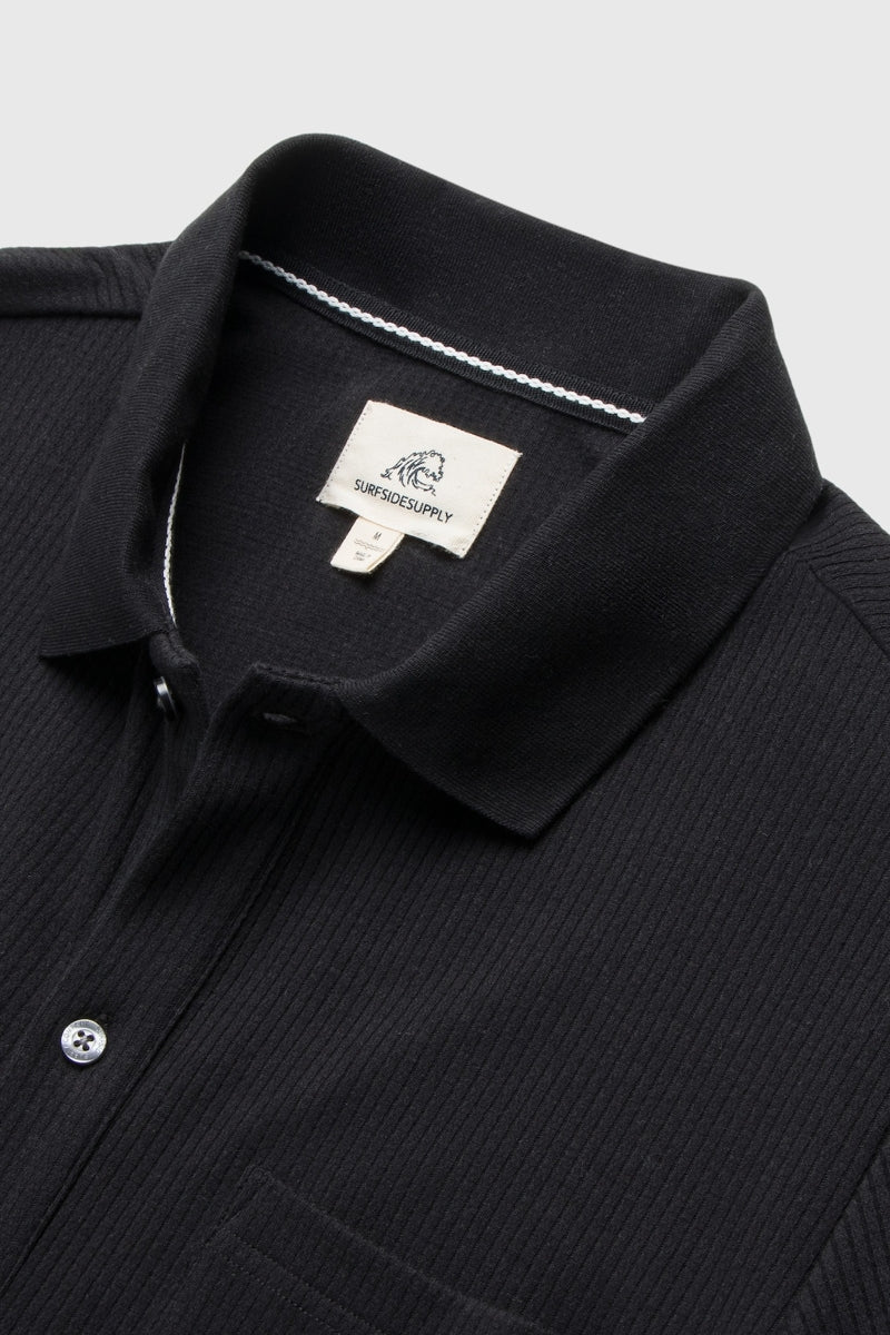 Wholesale,Surfside Supply, Surfside Supply Black Vertical Rib Knit Shirt, Black, Large-44-TagL
