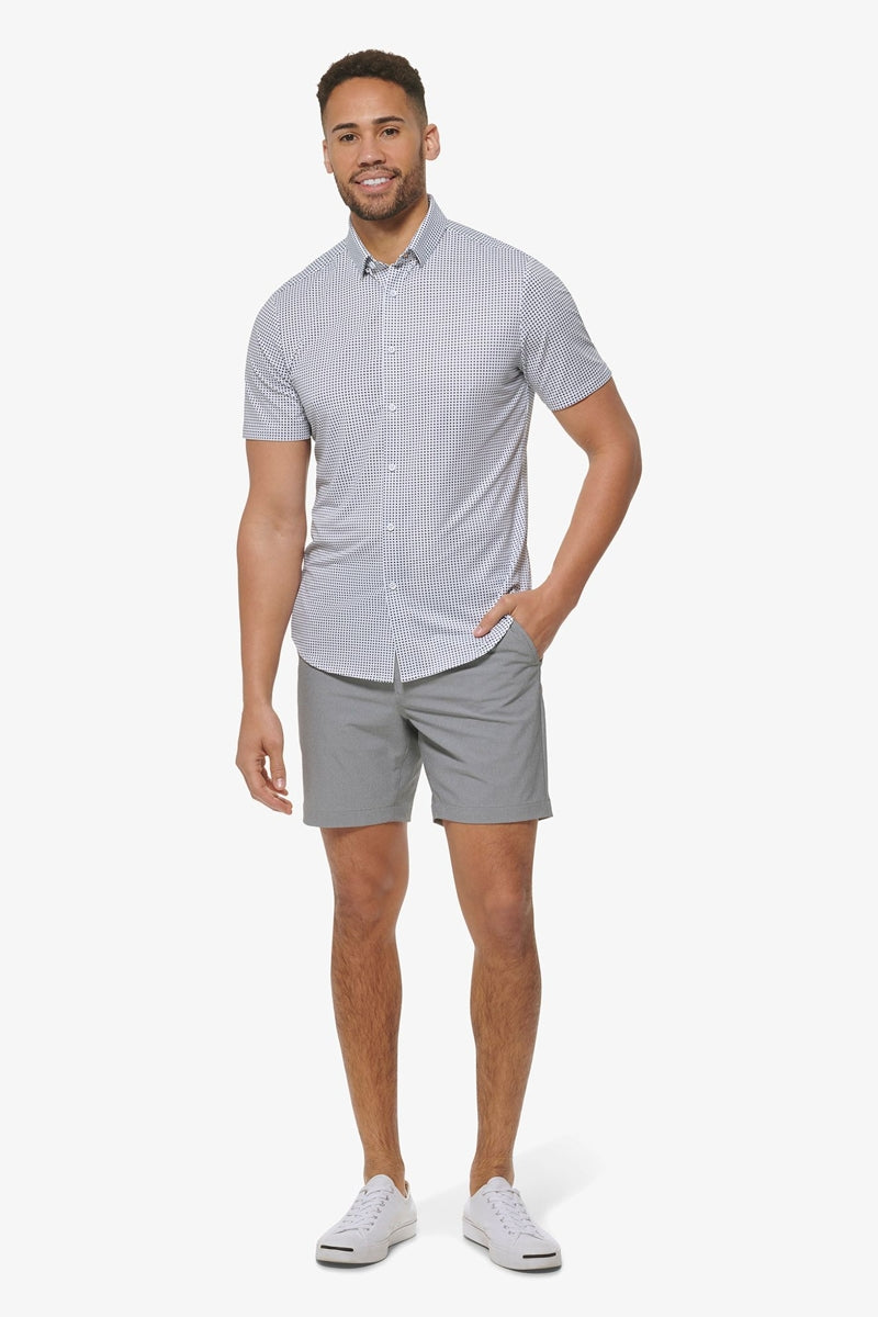 Wholesale,Mizzen + Main, Mizzen + Main Blue Geo Twill Print No-Tuck Trim Shirt, Blue, Medium-43-TagM