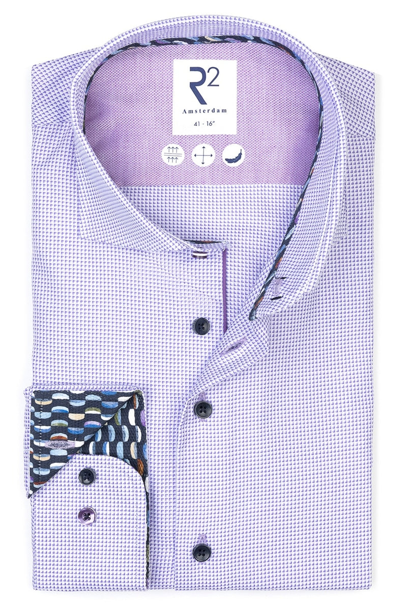 Direct From Brand,R2 Amsterdam, R2 Amsterdam Light Purple Printed Shirt, Purple, Large-46-Tag41