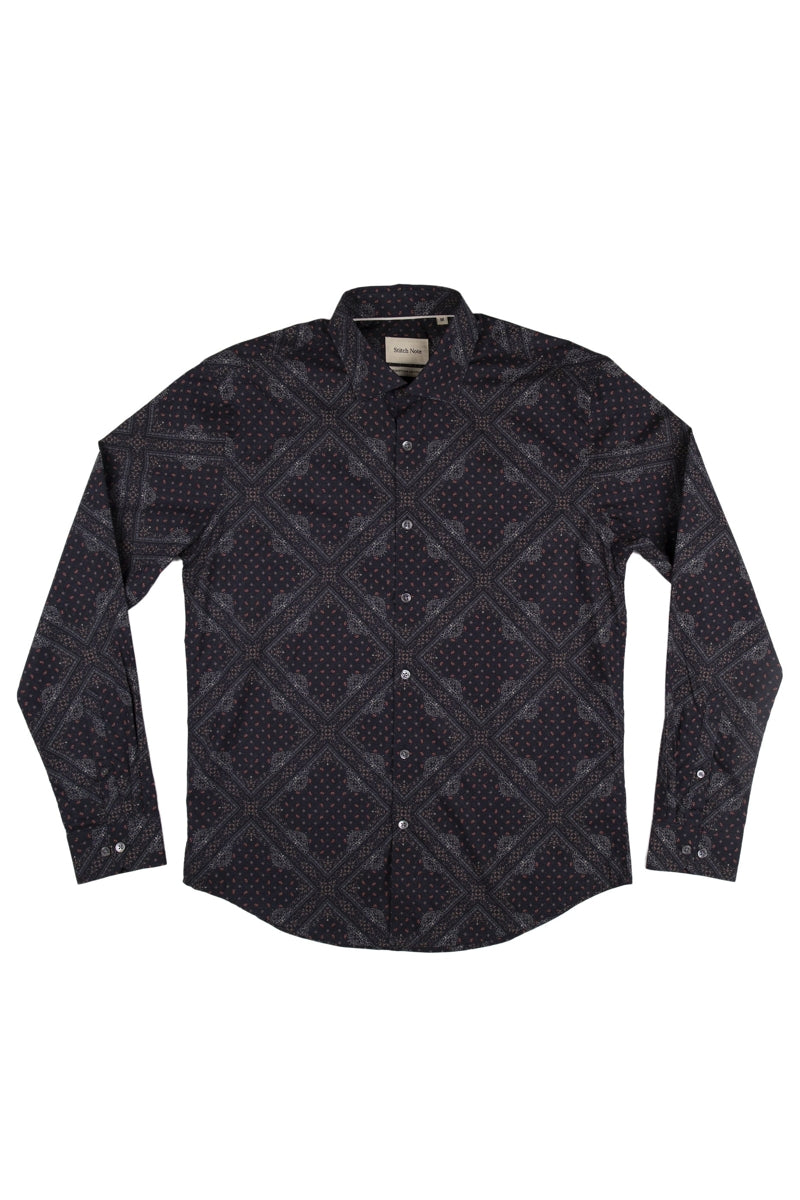 Wholesale,Stitch Note, Stitch Note Faded Black Abstract Floral 100% Egyptian Cotton Shirt, Black, Medium-44-TagM