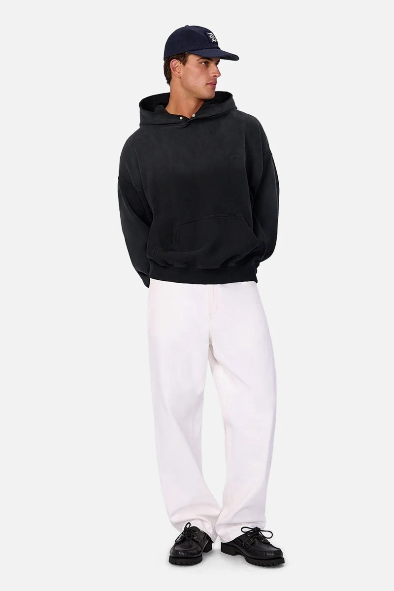 Wholesale,INDUSTRIE AUSTRALIA, INDUSTRIE AUSTRALIA Washed Black Snap Neck Hoodie, Black, Large-54-TagL