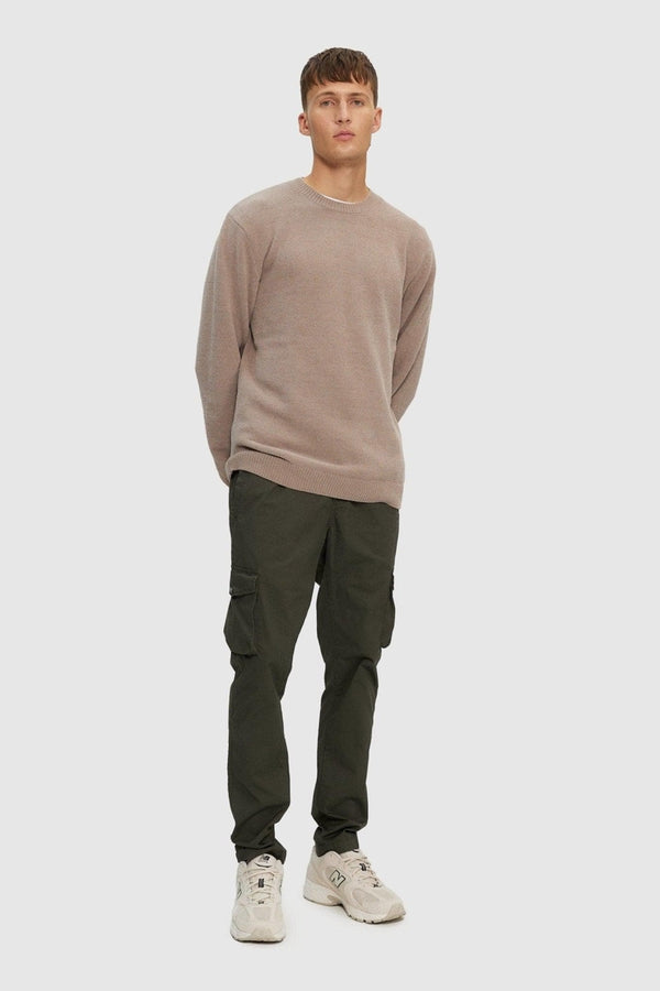 Kuwalla Beige Textured Knit Crewneck Sweater