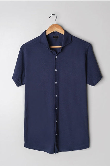 Brisk Navy Knitted Soft Pique Short Sleeve Shirt