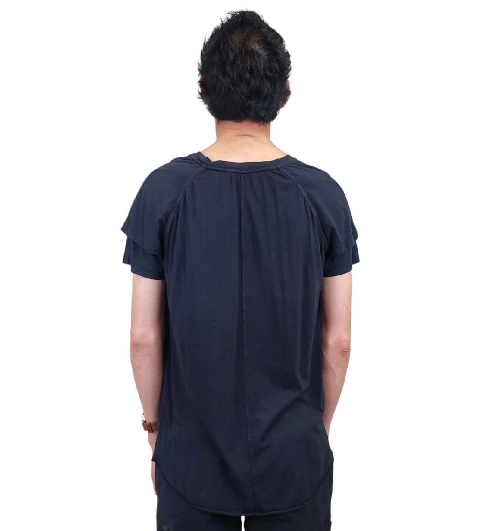 Wholesale,Reese De Luca, Reese De Luca Black Double Sleeve T-Shirt, Black, Medium-42-TagM