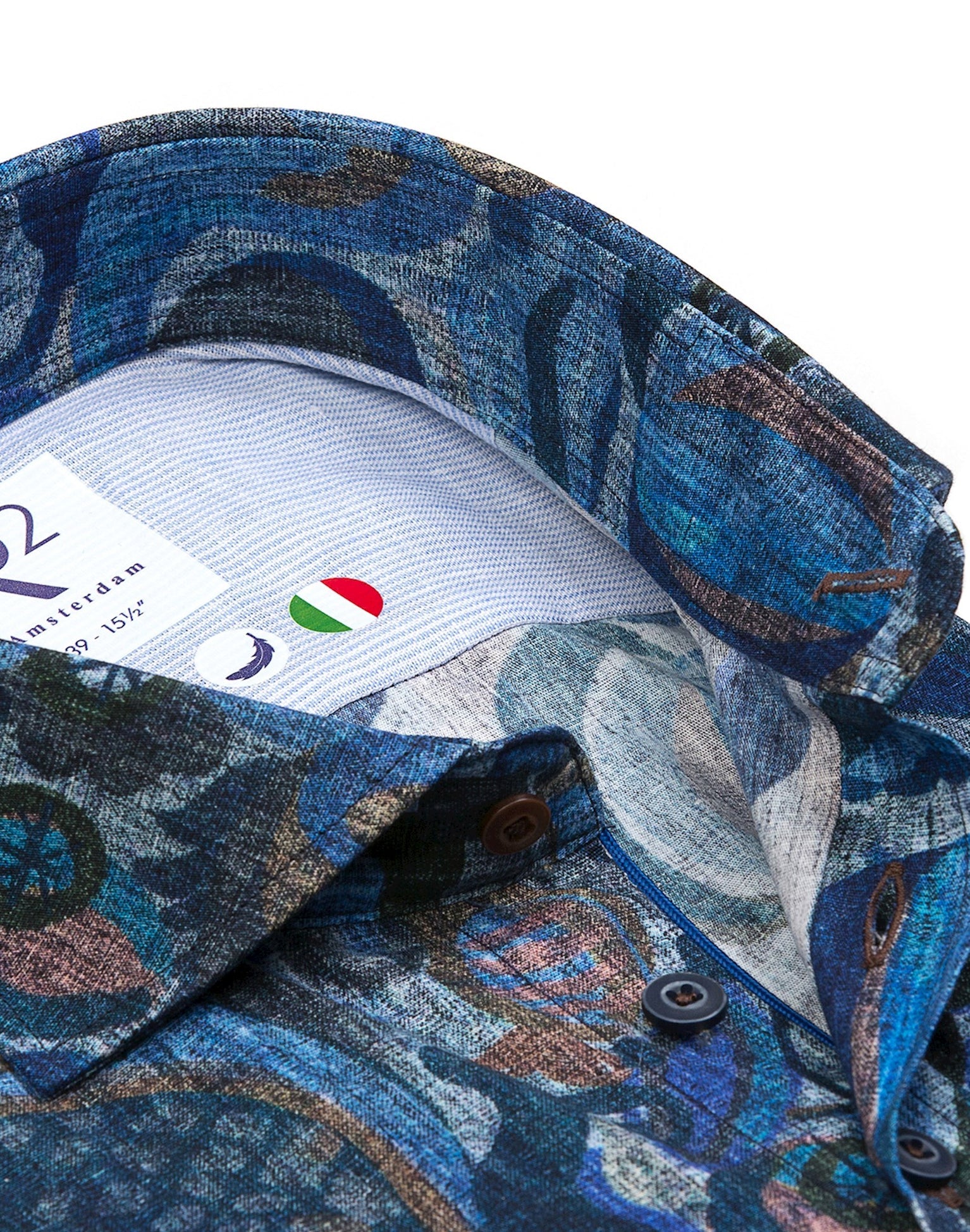 Brand Partner,R2 Amsterdam, R2 Amsterdam Blue Hot Air Balloon Print Stretch Short Sleeve Shirt, , 