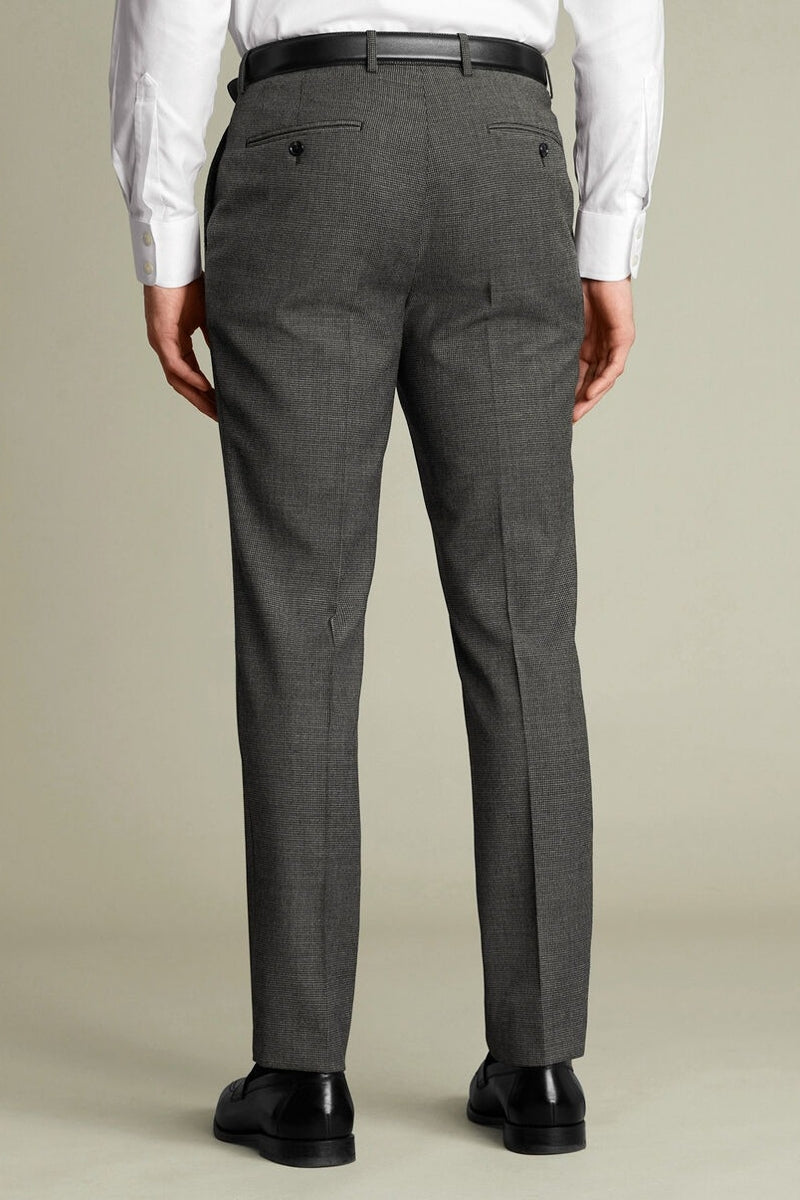 Wholesale,Charles Tyrwhitt, Charles Tyrwhitt Slate Grey Puppytooth Wool Stretch Slim Fit Pants, Grey, 33W-34L-Tag34