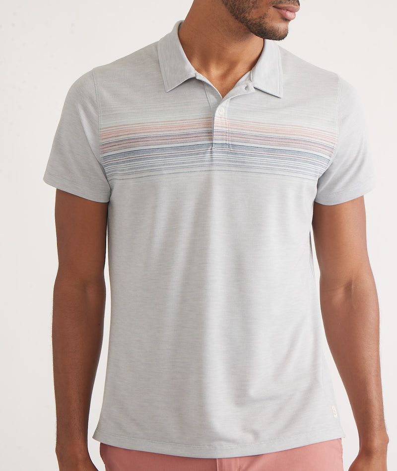 Marine Layer Grey Striped Air Polo