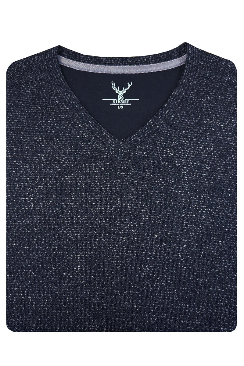 Wholesale,Nicoby Age of Wisdom, Nicoby Age of Wisdom Navy Heather Textured V-Neck Tee, Blue, Medium-42-TagM