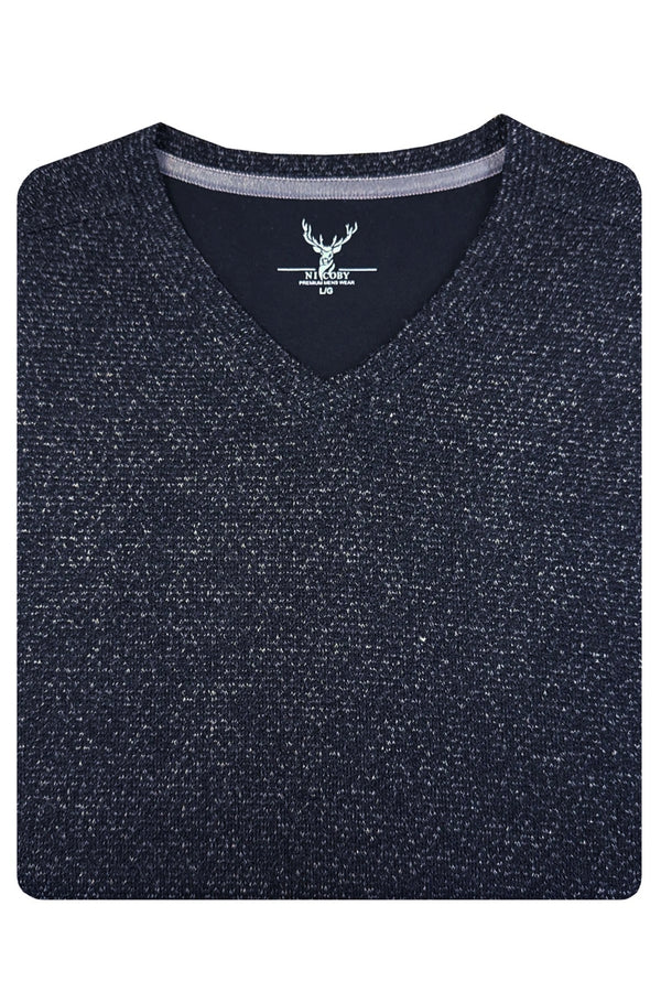 Nicoby Age of Wisdom Navy Heather Textured V-Neck Tee
