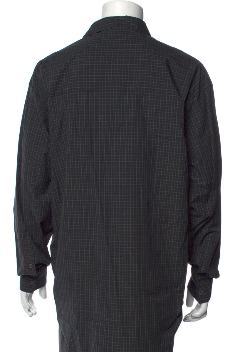 RealReal,Giorgio Armani, Christian Dada Black Plaid Print Long Sleeve Shirt, Black, Large-45-TagL