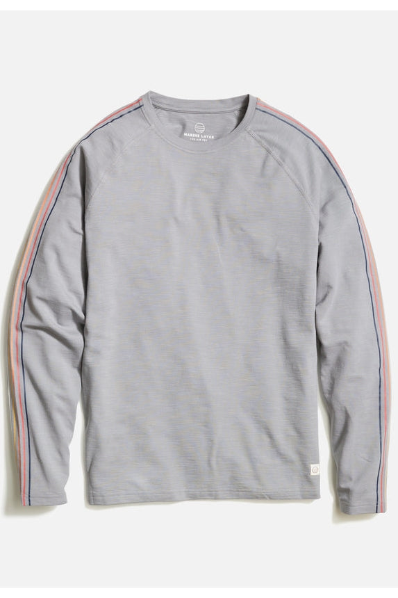 Wholesale,Marine Layer, Marine Layer Grey Stripped Sleeve Air Crew Tee, Grey, Extra Large-48-TagXL