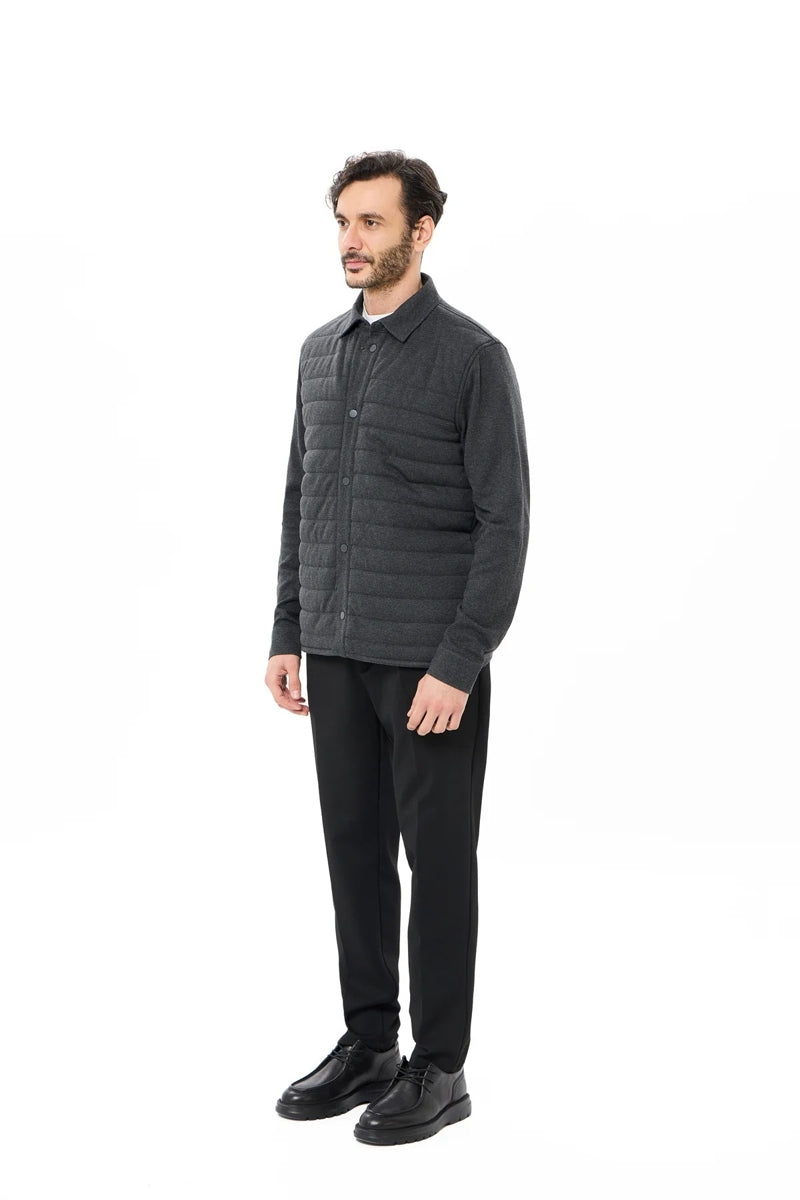 Wholesale,Luchiano Visconti, Luchiano Visconti Charcoal Quilted Jersey Knit Shacket, Grey, Extra Large-50-TagXL