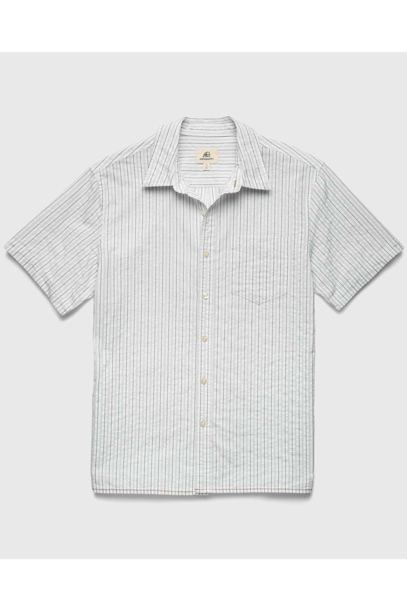 Wholesale,Surfside Supply, Surfside Supply White with Navy Crinkle Stripe Shirt, White, Small-41-TagSMedium-43-TagMLarge-45-TagLExtra Large-47-TagXL