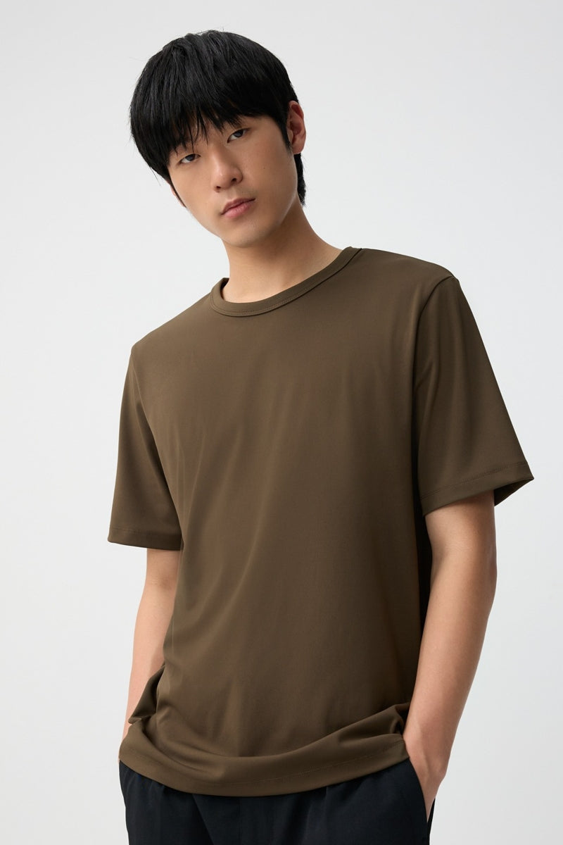 Direct From Brand,FYNE, FYNE Dark Olive Moisture Absorption T-Shirt, Green, Small-40-TagS
