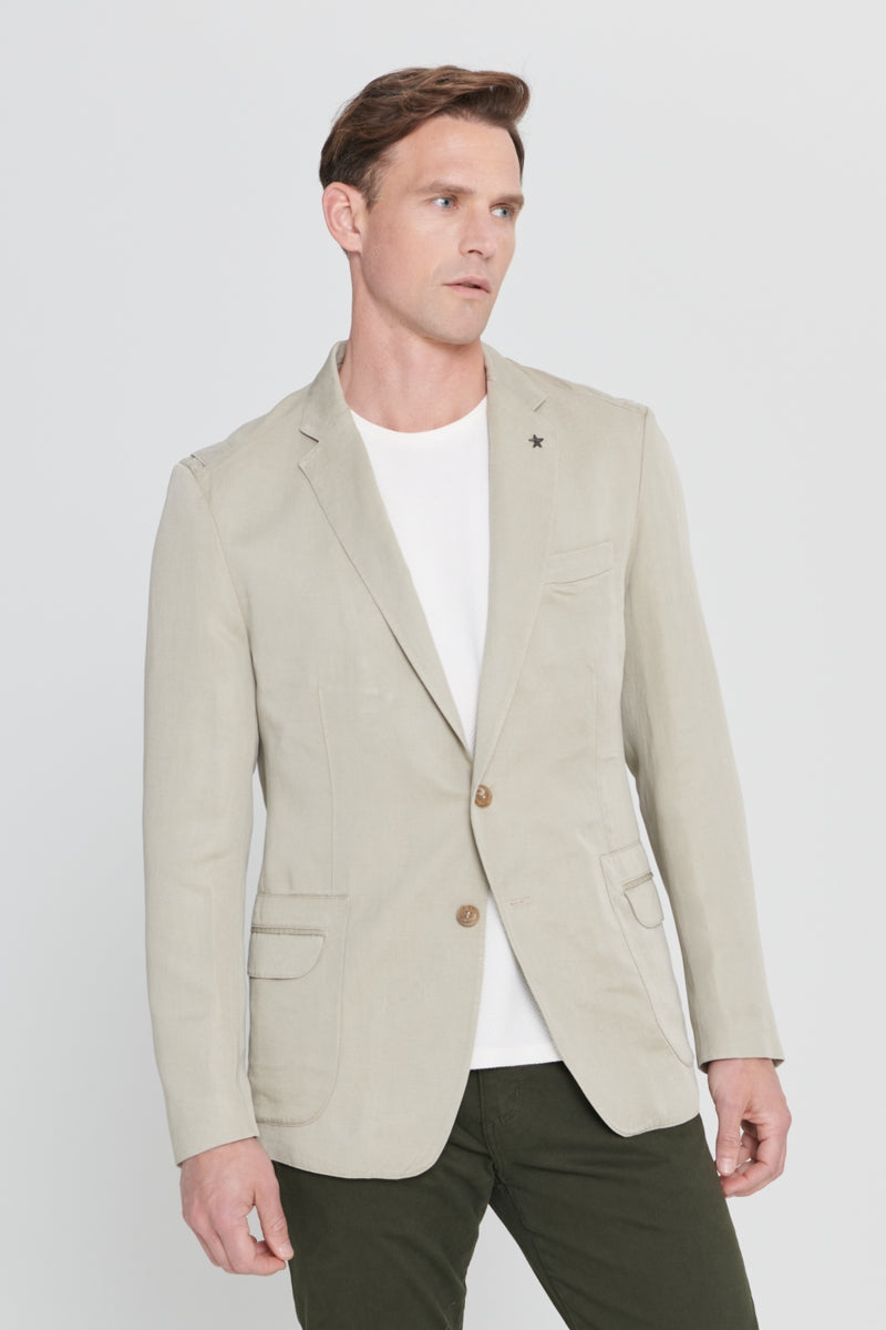 Wholesale,Altinyildiz Classics, Altinyildiz Classics Beige Linen/Tencel Blend Slim Fit Suit, Tan, Large-43-Tag52