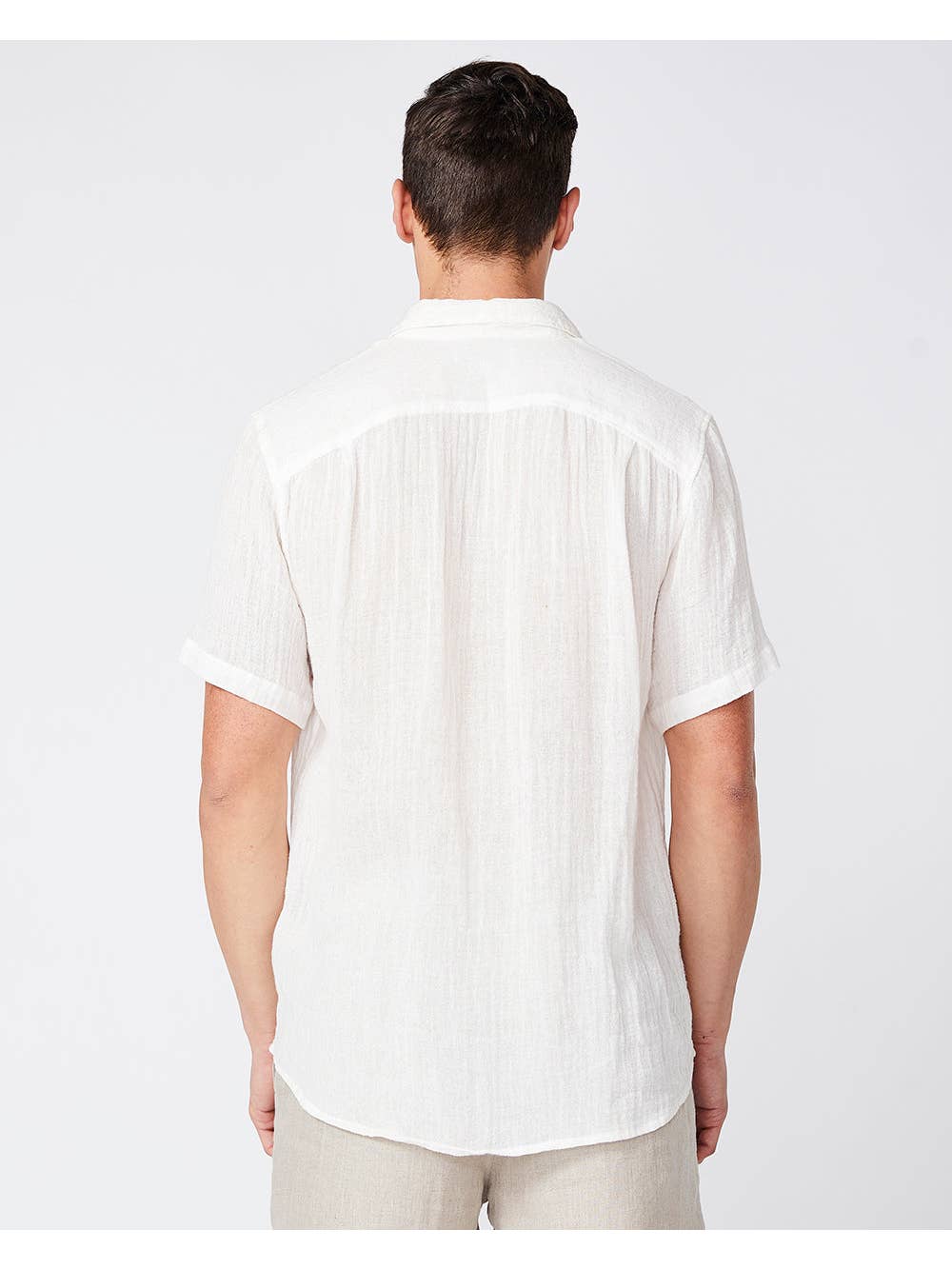 Faire,Merlino Street, Merlino Street Cream Linen Short Sleeve Button Up Shirt, Cream, Large-45-TagL