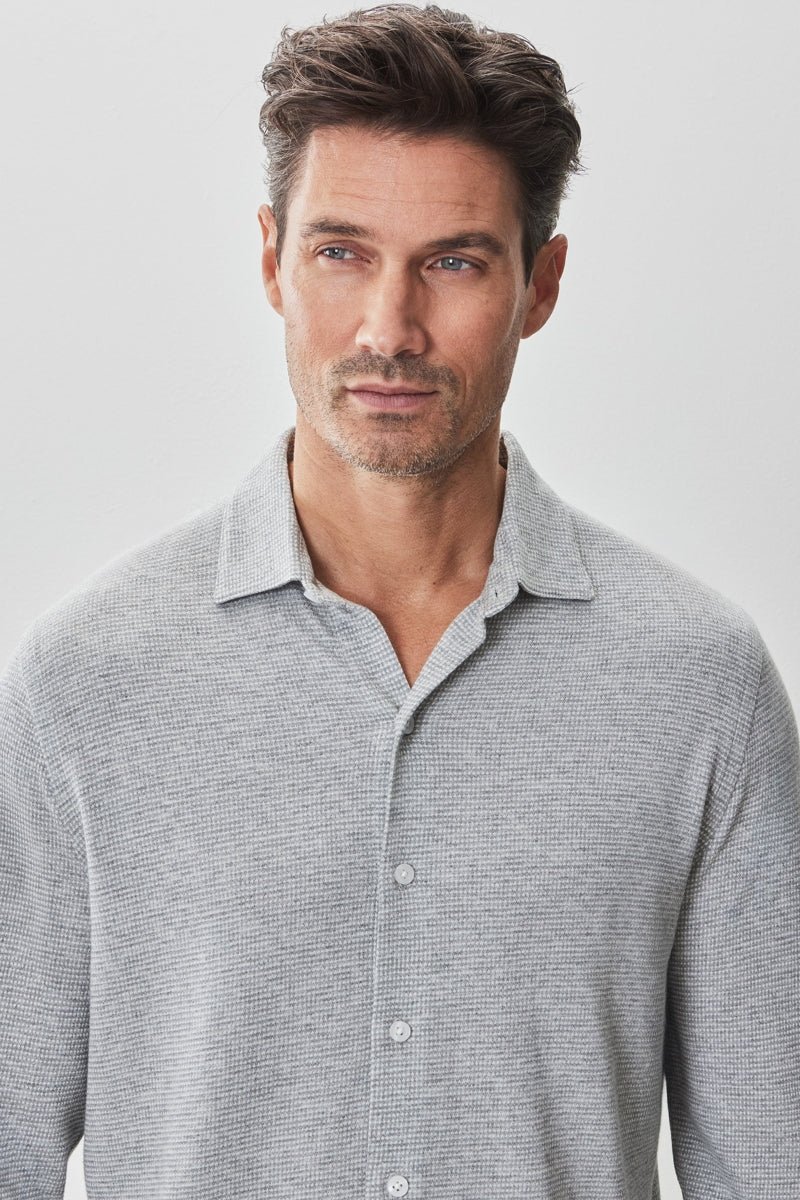 Wholesale,Robert Barakett, Robert Barakett Light Grey Textured Stretch Knit Shirt, Grey, Medium-42-TagMLarge-46-TagLExtra Large-48-TagXLExtra Extra Large-52-TagXXLSmall-40-TagS