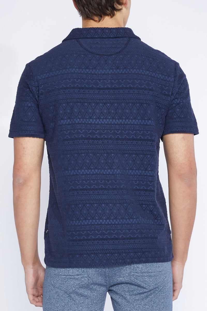 Wholesale,Civil Society, Civil Society Navy Jacquard Short Sleeve Resort Polo, Blue, Large-43-TagL
