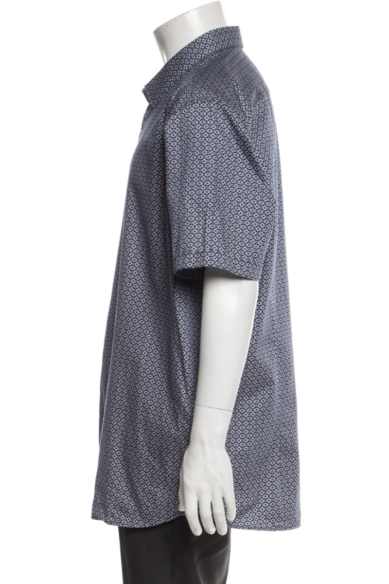 RealReal,Ted Baker, Ted Baker Blue Geo Short Sleeve Shirt, Blue, Extra Large-49-TagXL