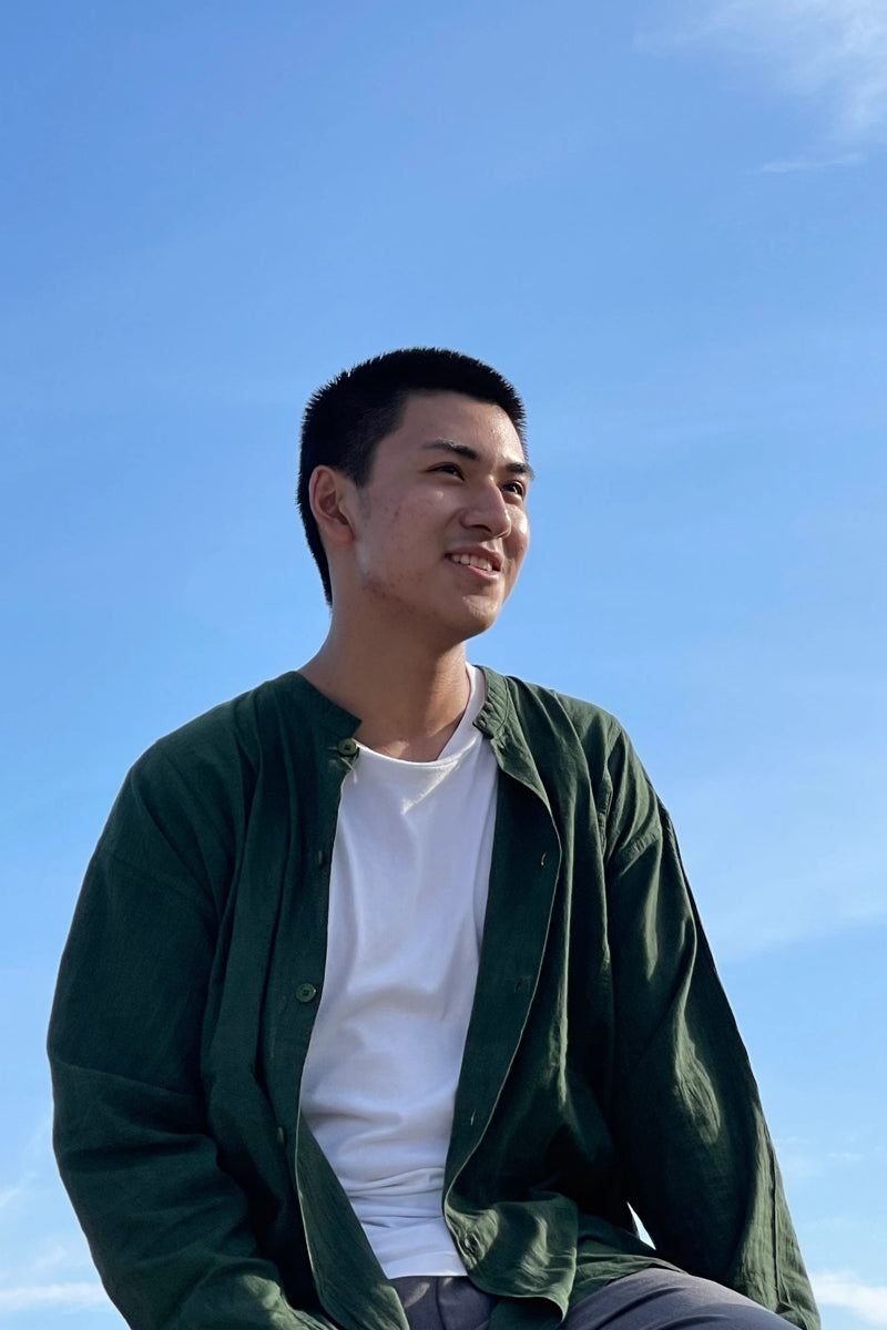 Brand Partner,Shixi, Shixi Green Linen Tunic, Green, Medium-46-TagM