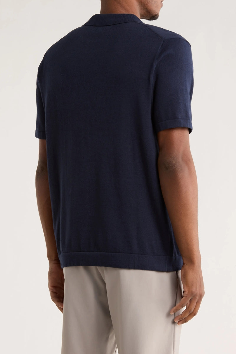 Wholesale,James Campbell, James Campbell Navy Textured Sweater Polo, Blue, Extra Extra Large-50-TagXXL