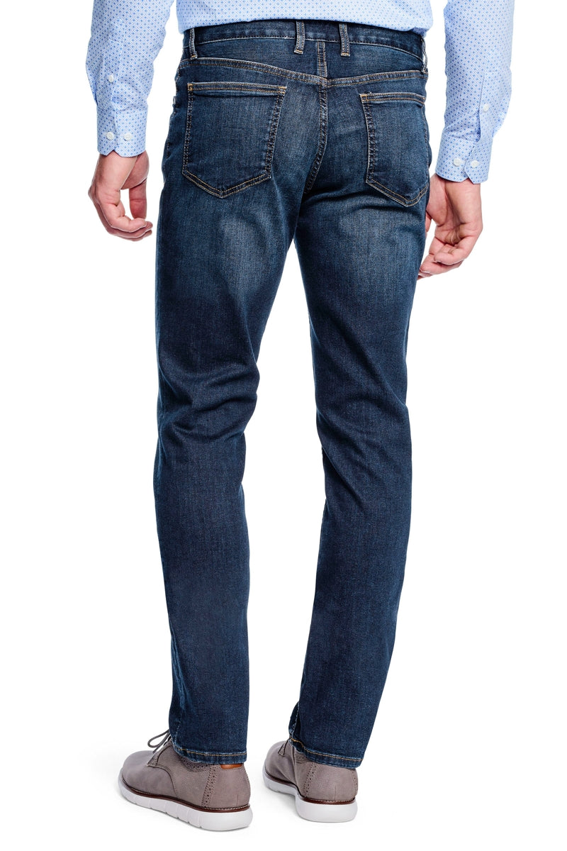 Wholesale,Johnston & Murphy, Johnston & Murphy Medium Wash Stretch Straight Leg Jeans, Blue, 36W-32L-Tag36