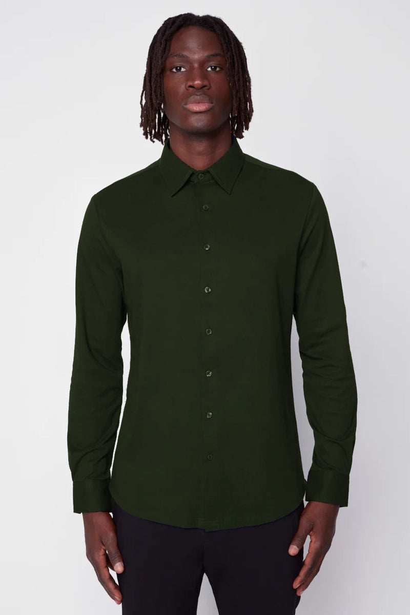 Wholesale,Projek Raw, Projek Raw Forest Green Long Sleeve Knit Shirt, Green, Medium-42-TagM