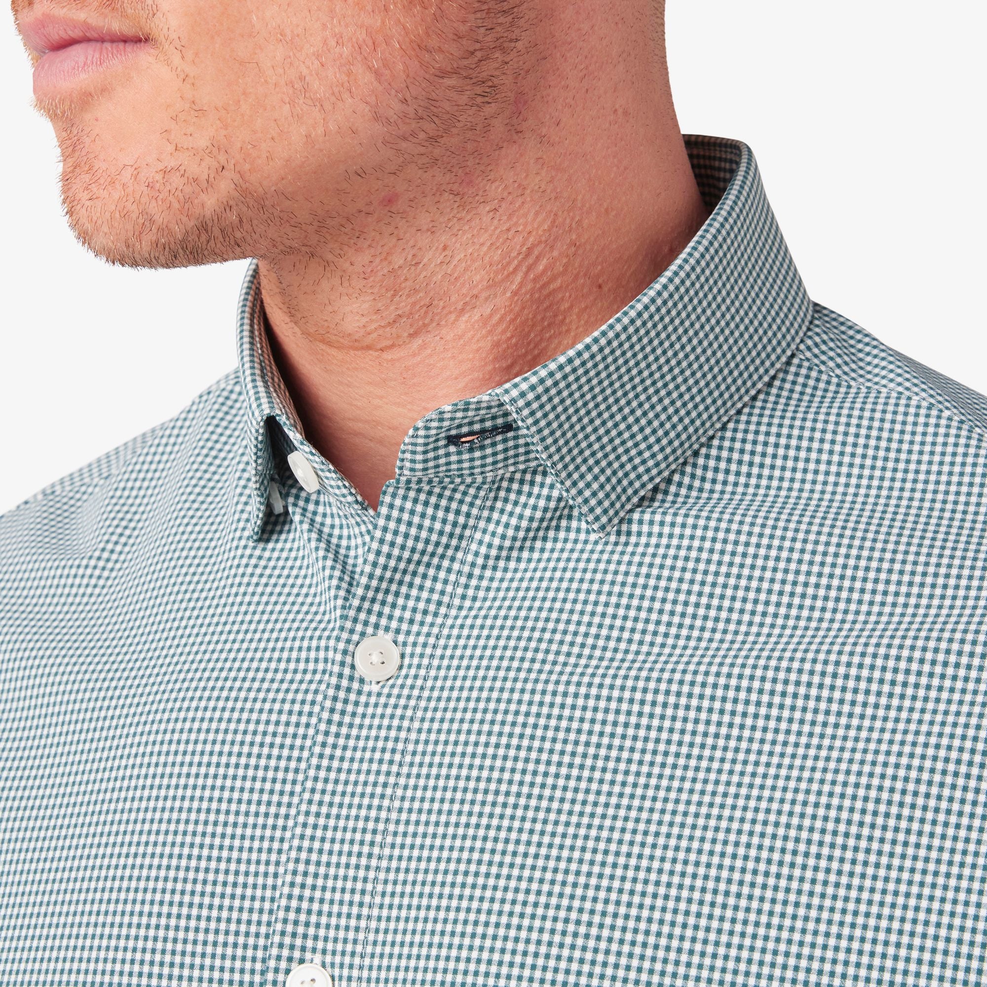 Wholesale,Mizzen + Main, Mizzen + Main Green Check Trim No Tuck Four-way Stretch Long Sleeve Shirt, Green, Large-45-TagL