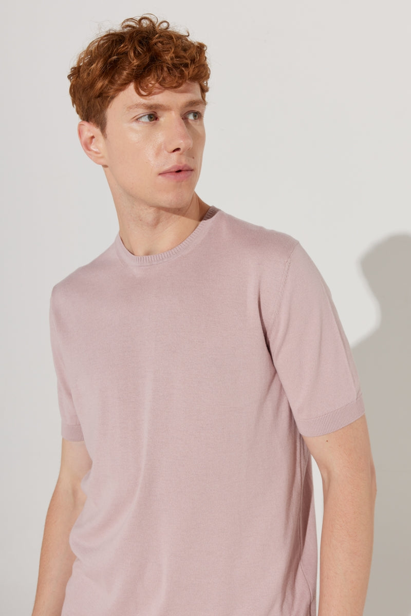 Wholesale,Altinyildiz Classics, Altinyildiz Classics Dusty Rose Knit T-Shirt, Pink, Medium-41-TagM