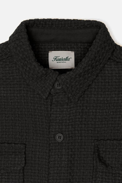 Wholesale,Kuwalla, Kuwalla Black Basket Jacquard Weave 4 Pocket Shacket, Black, Medium-44-TagM