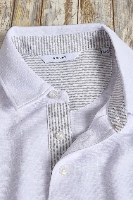 Wholesale,Nicoby Age of Wisdom, Nicoby Age of Wisdom White Polynosic Slub Polo, White, Small-41-TagSMedium-43-TagMLarge-45-TagLExtra Large-48-TagXLExtra Extra Large-51-TagXXL