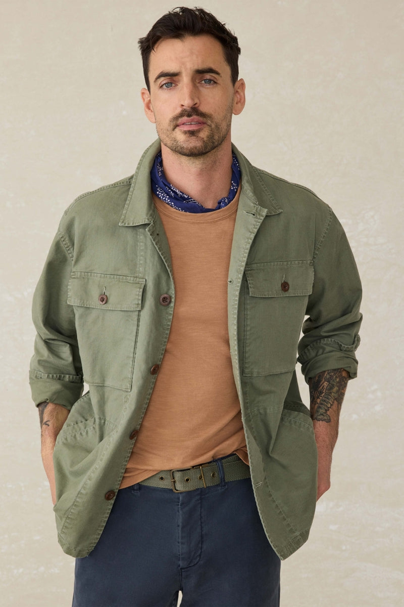 Wholesale,Faherty, Faherty Forest Green Stretch Overshirt, Green, Large-51-TagL