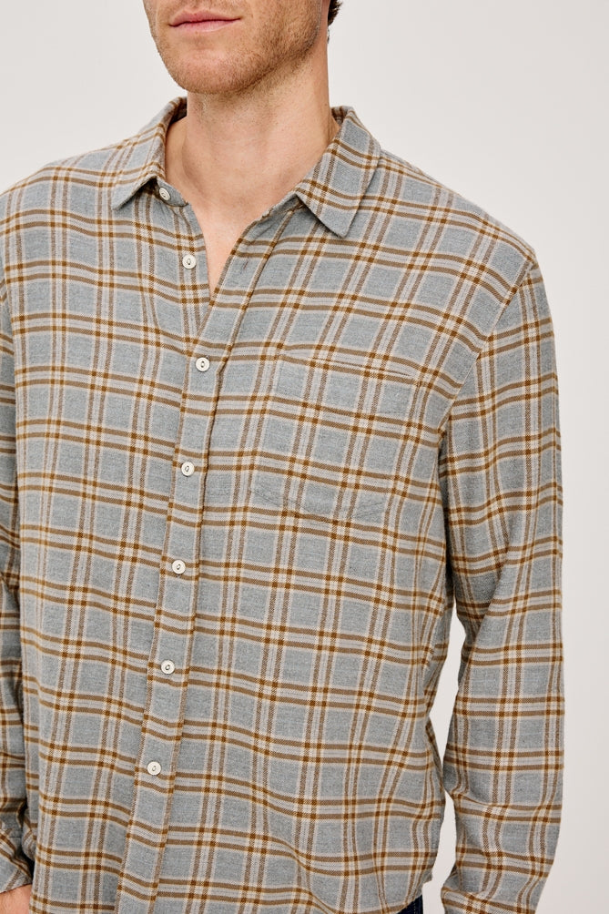 Wholesale,Rails, Rails Tan/Grey Brushed Luxe Melange Plaid Shirt, Tan, Medium-45-TagMLarge-47-TagLExtra Large-50-TagXL